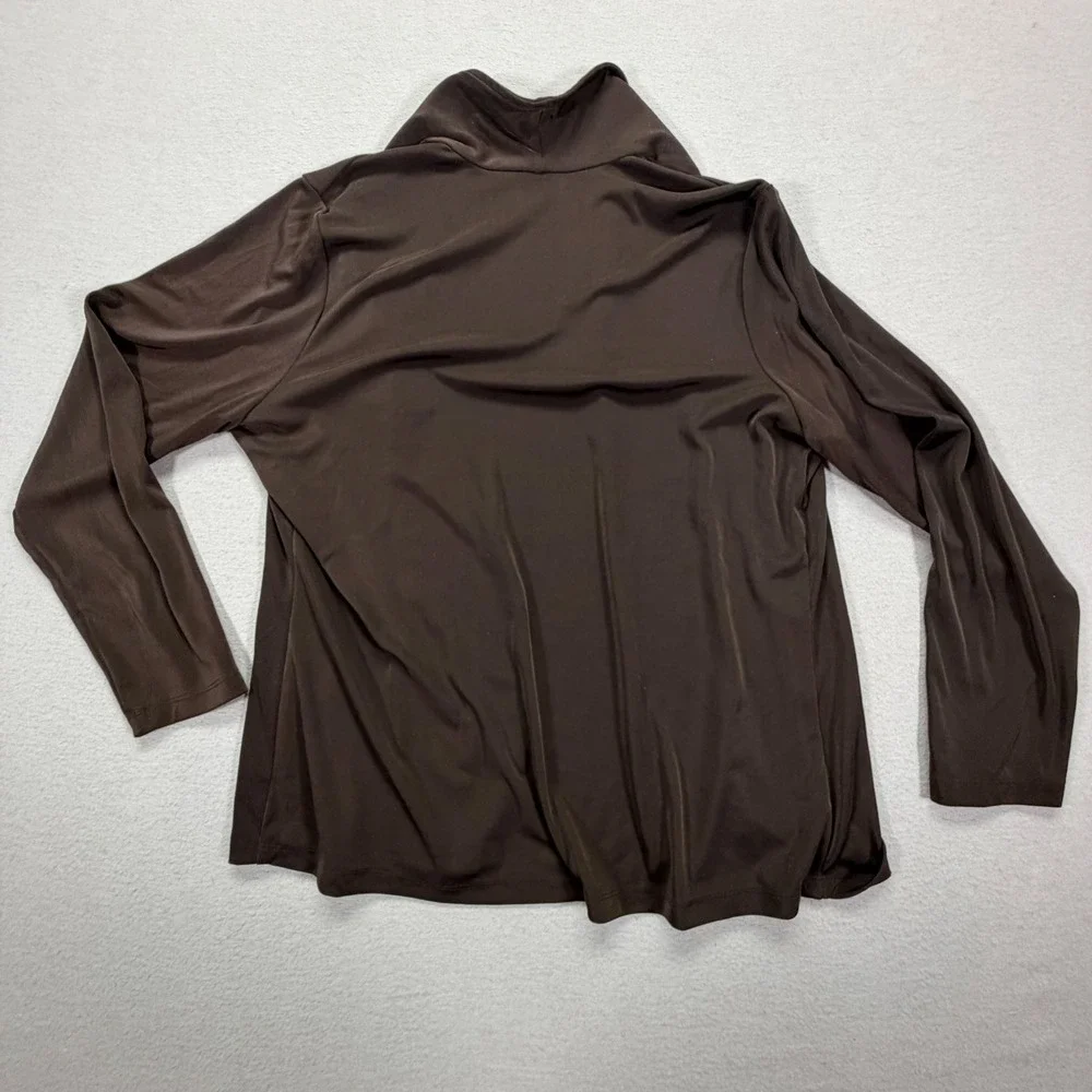 Chicos Women Cardigan Relaxed Brown Open Front Shawl Collar Size 2